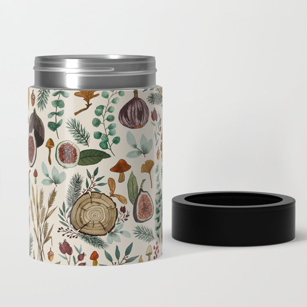 Figs, Mushrooms and Leaves Can Cooler/Koozie