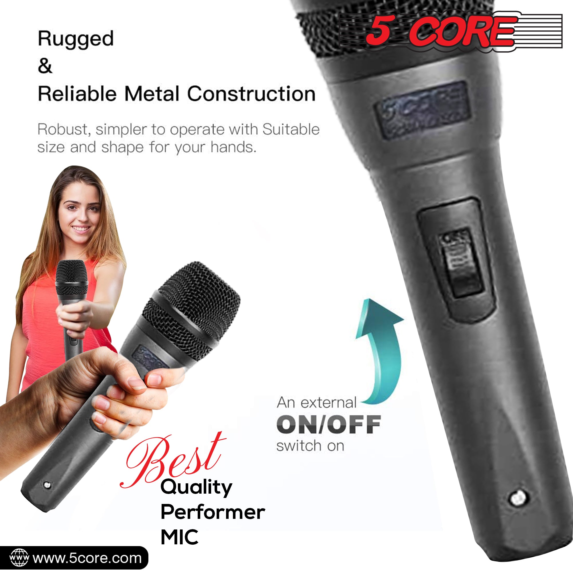 5 CORE Premium Vocal Dynamic Cardioid Handheld Microphone Neodymium