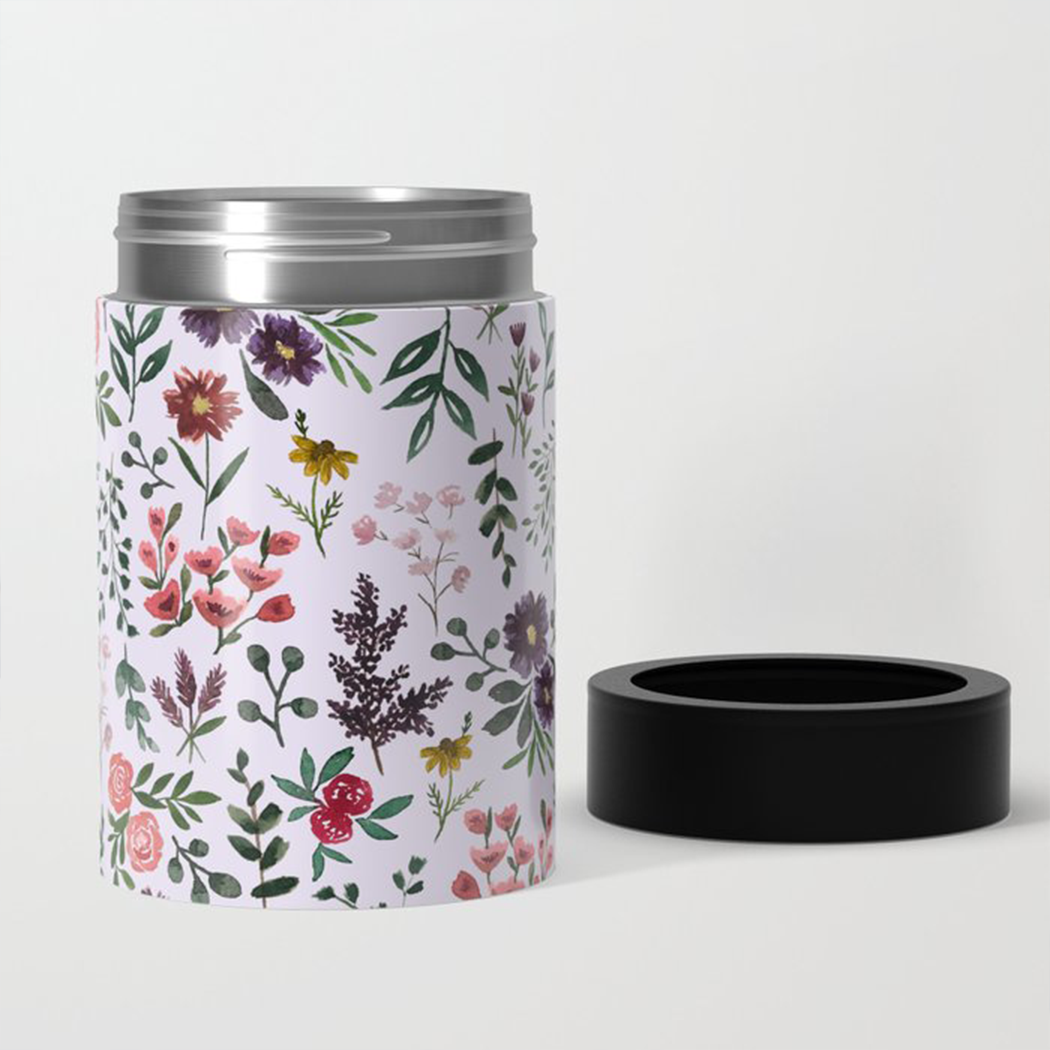 Bright Watercolor Flower - Purple - Can Cooler/Koozie