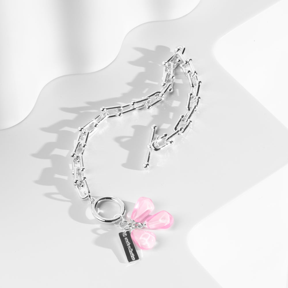 Pomegranate Seeds Bracelet in Silver & Pink