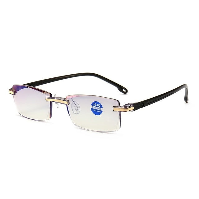 Rimless Reading Glasses Bifocal Far Near Anti Blue Light Magnification