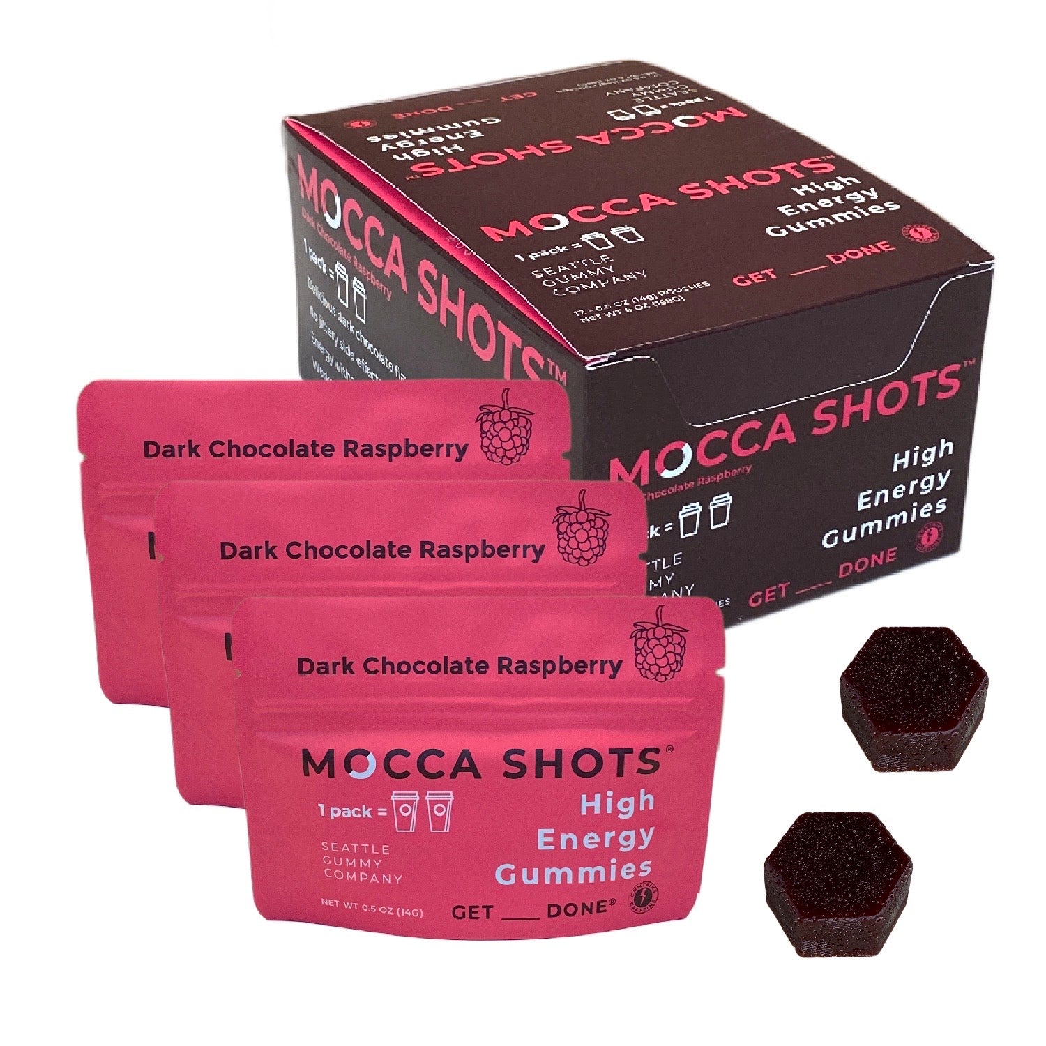 Mocca Shots Chocolate Raspberry Caffeine Gummy 12-pack 12x2 shots