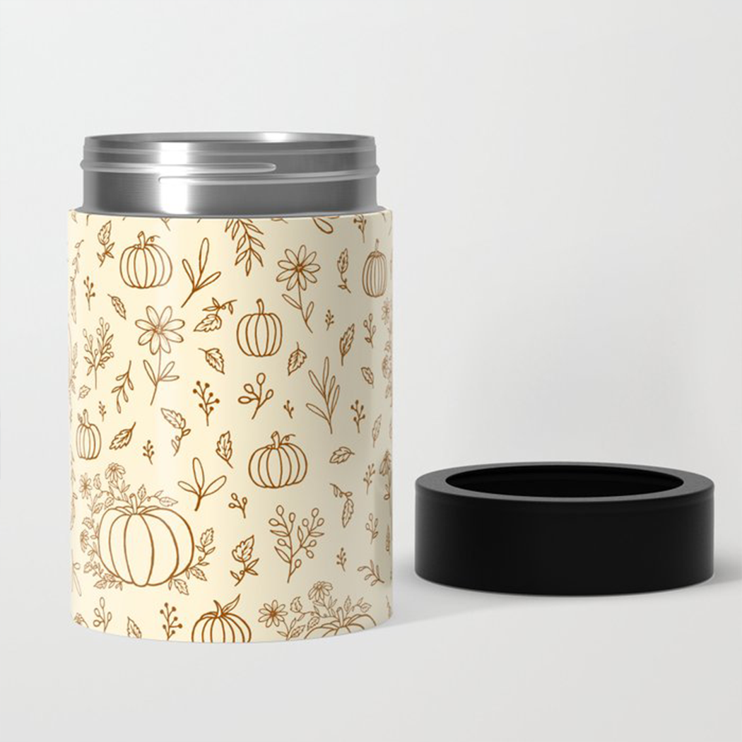 Floral Ink Pumpkin Can Cooler/Koozie