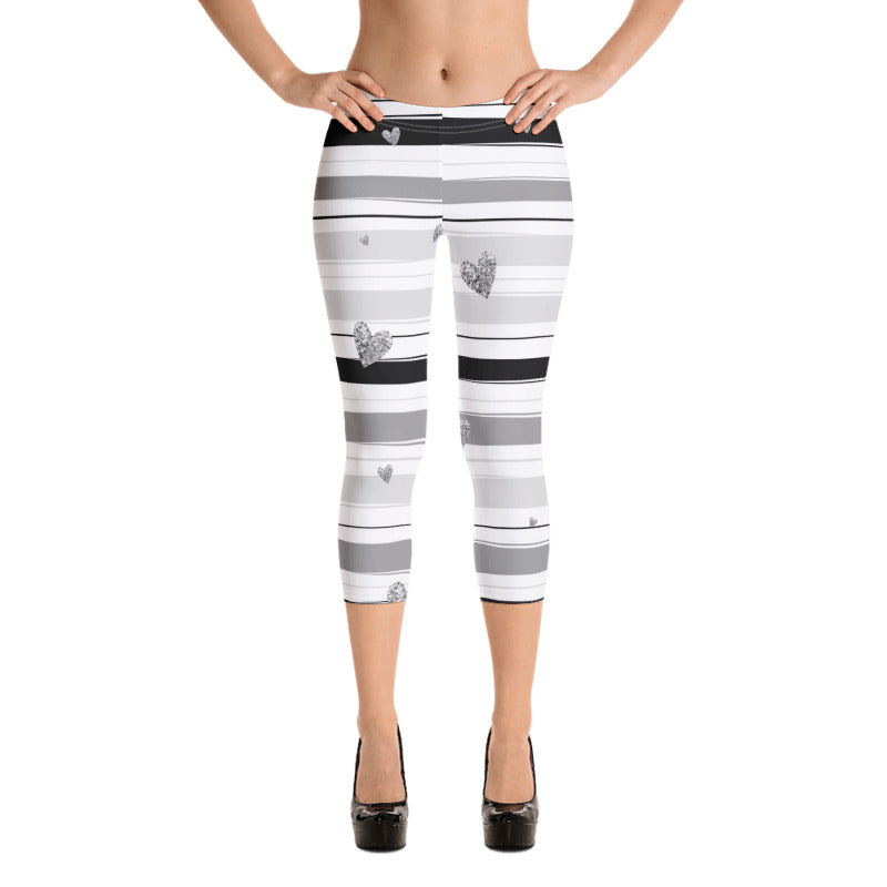 Julia Silver Stripe and Glitter Heart Leggings