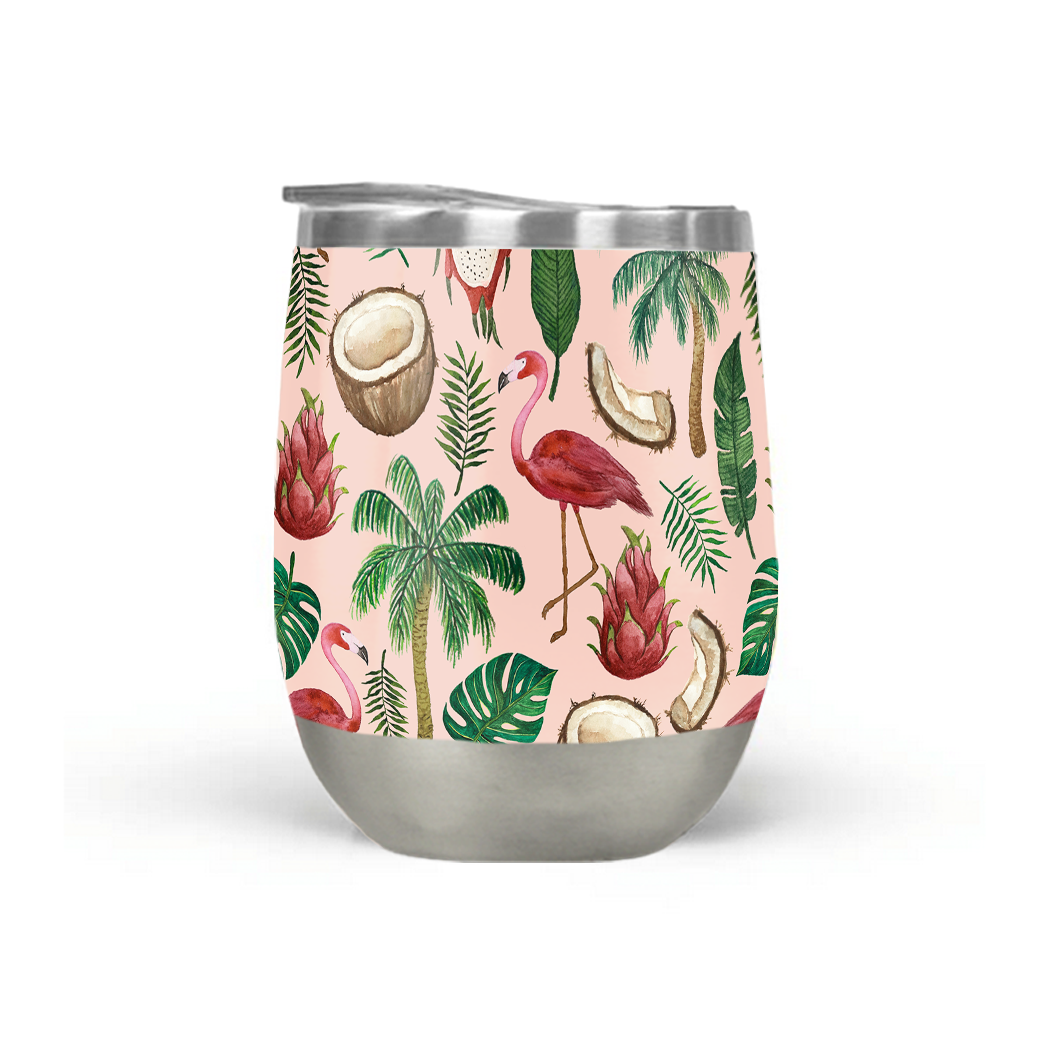 Flamingo and Coconut Wine Tumbler