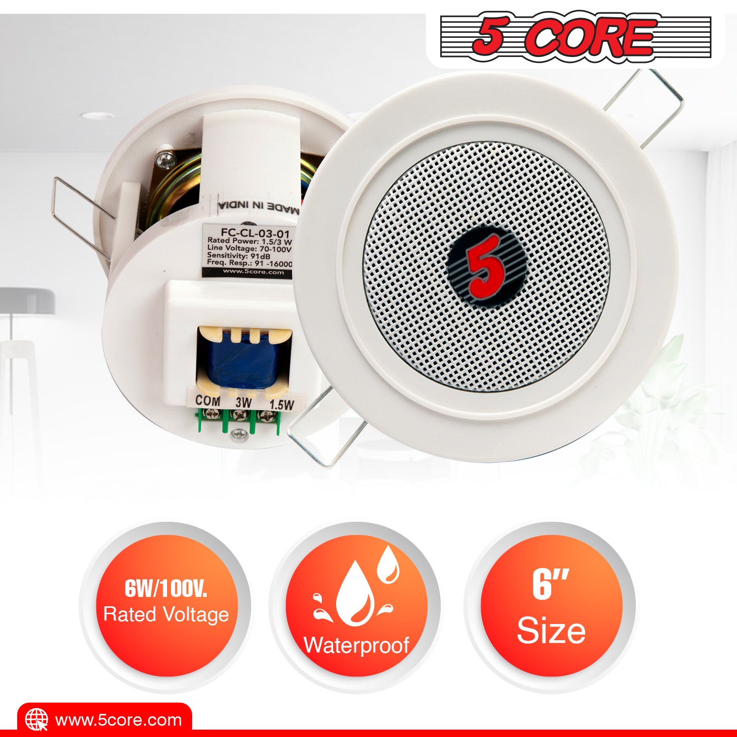 5 Core Premium 3 inch Ceiling Speaker Outdoor Speaker Wired Waterproof