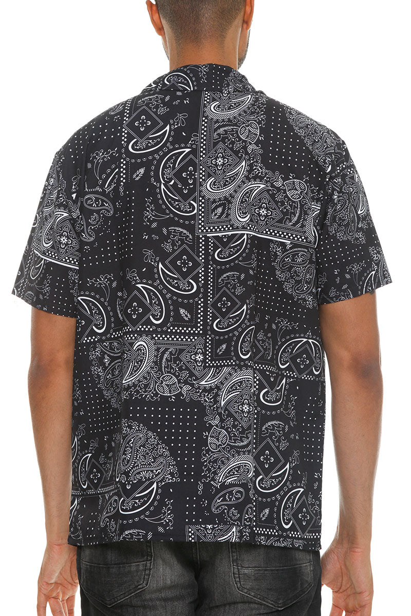 Mens Paisley Print Button Down Shirt