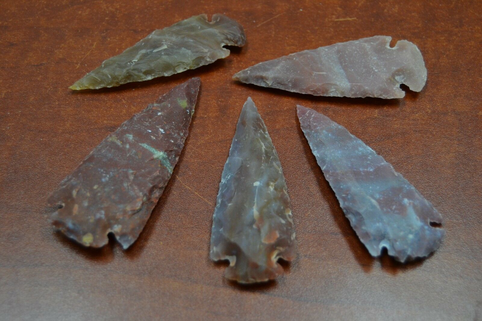 5 Pcs Assortment Agate Stone Spear Arrowhead Points