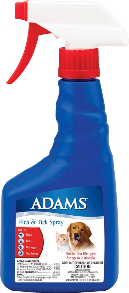 Adams Flea and Tick Spray for Cats and Dogs 16 ounces