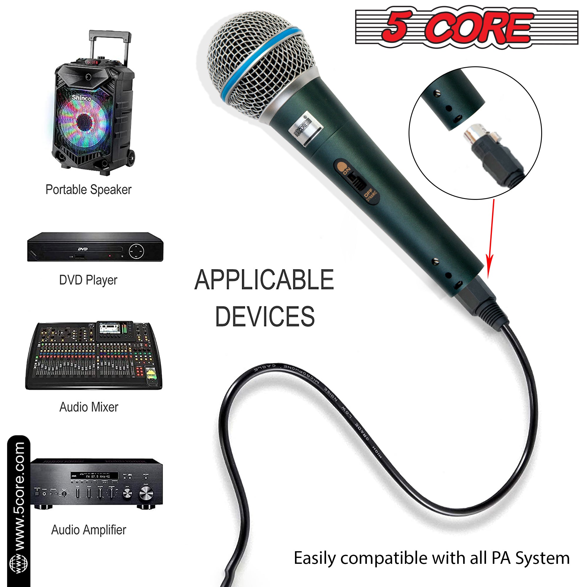 5 CORE Premium Vocal Dynamic Cardioid Handheld Microphone