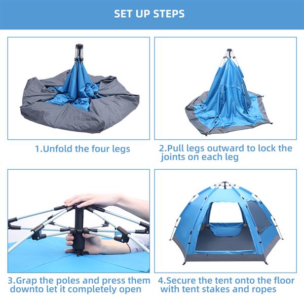 Automatic Family Tent Instant Pop Up Waterproof for Camping Hiking