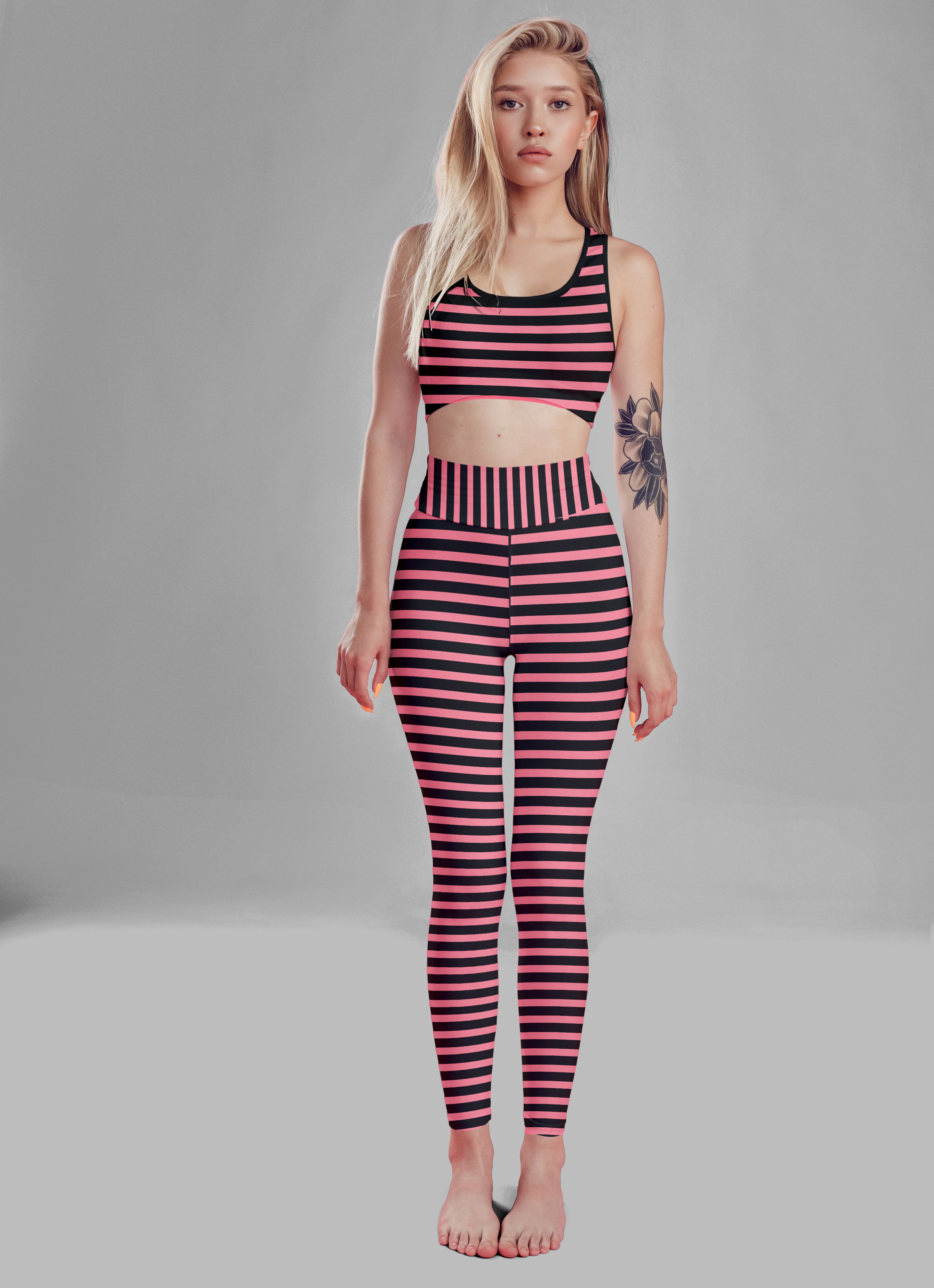 Pink Striped Fitness Set