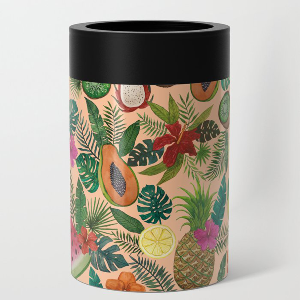 Tropical Fruit and Flowers Can Cooler/Koozie