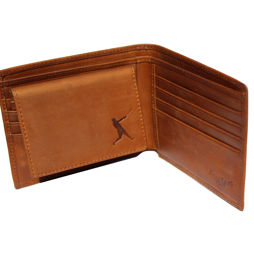 Genuine Leather Baseball Wallet Bifold RFID Blocking by Ballpark Elite