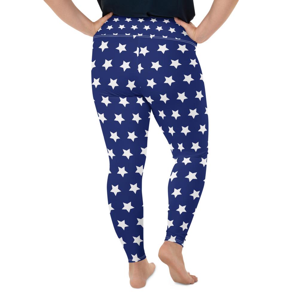 4th of July Plus Size Blue Star Leggings