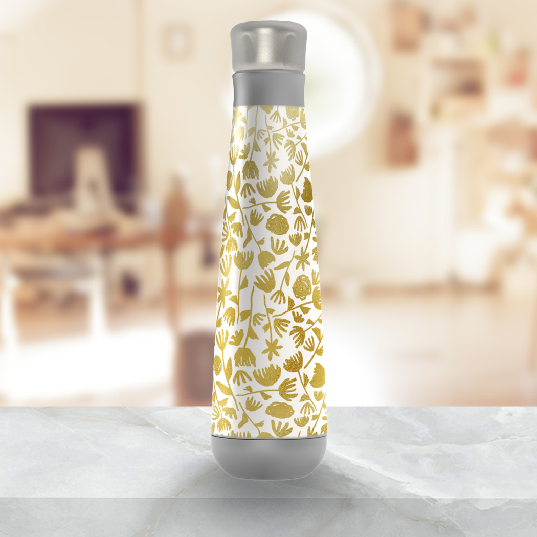 Gold Ink Floral Water Bottle