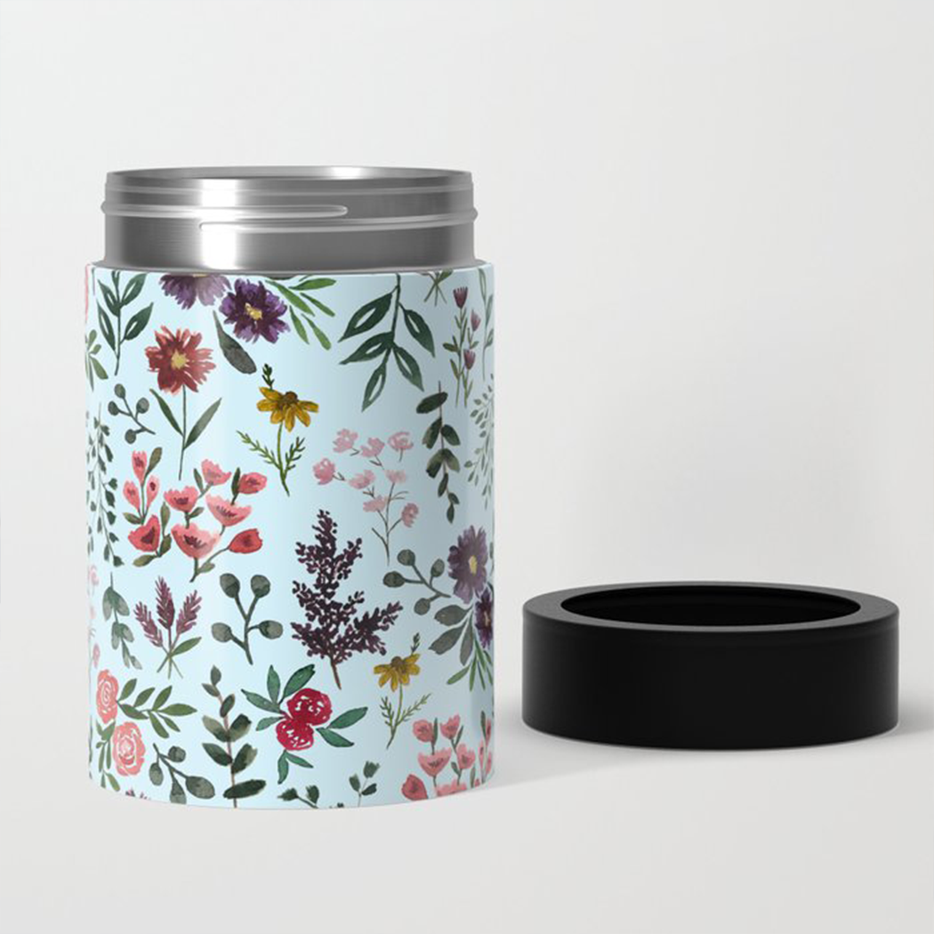 Bright Watercolor Flower - Blue - Can Cooler/Koozie