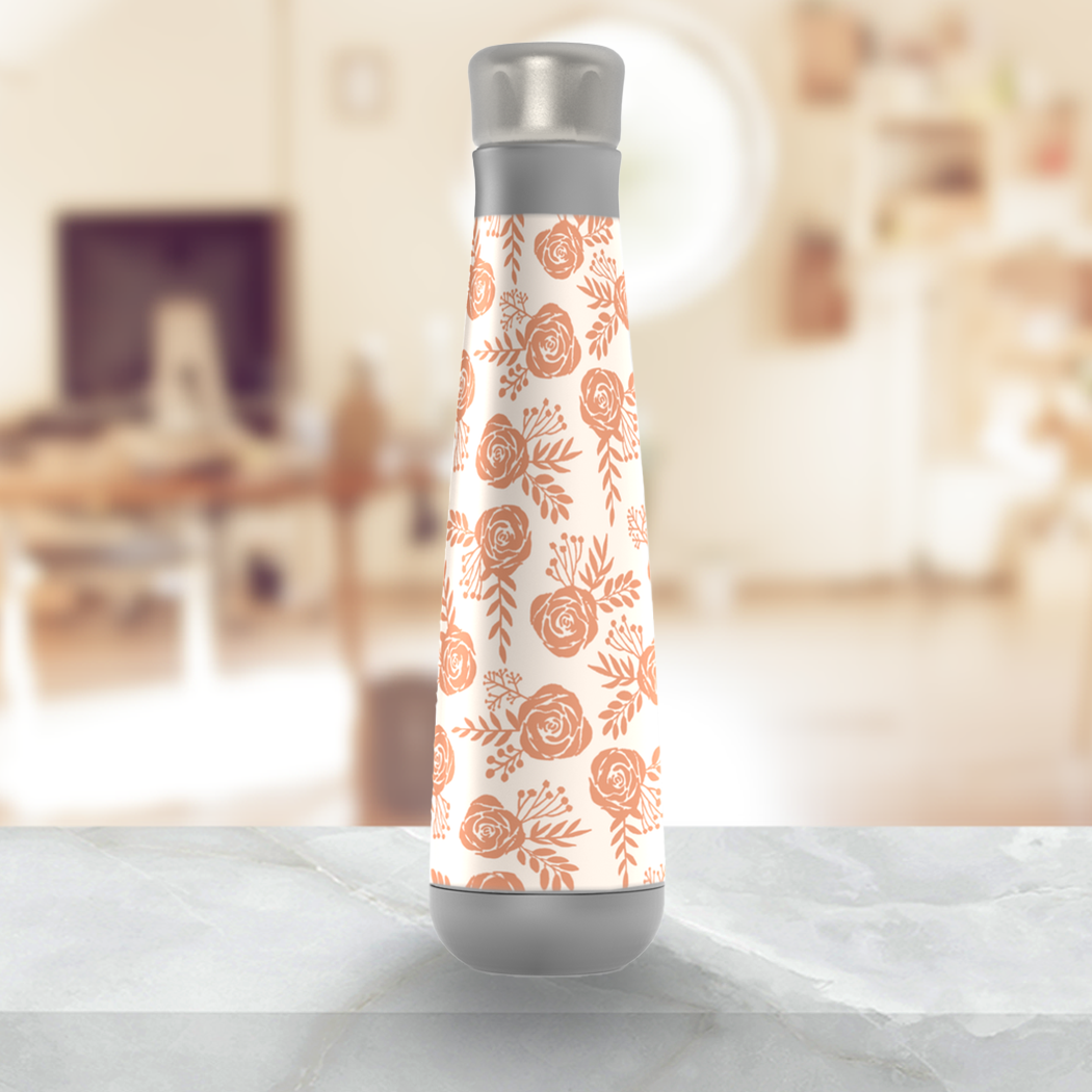 Warm Orange Floral Water Bottle