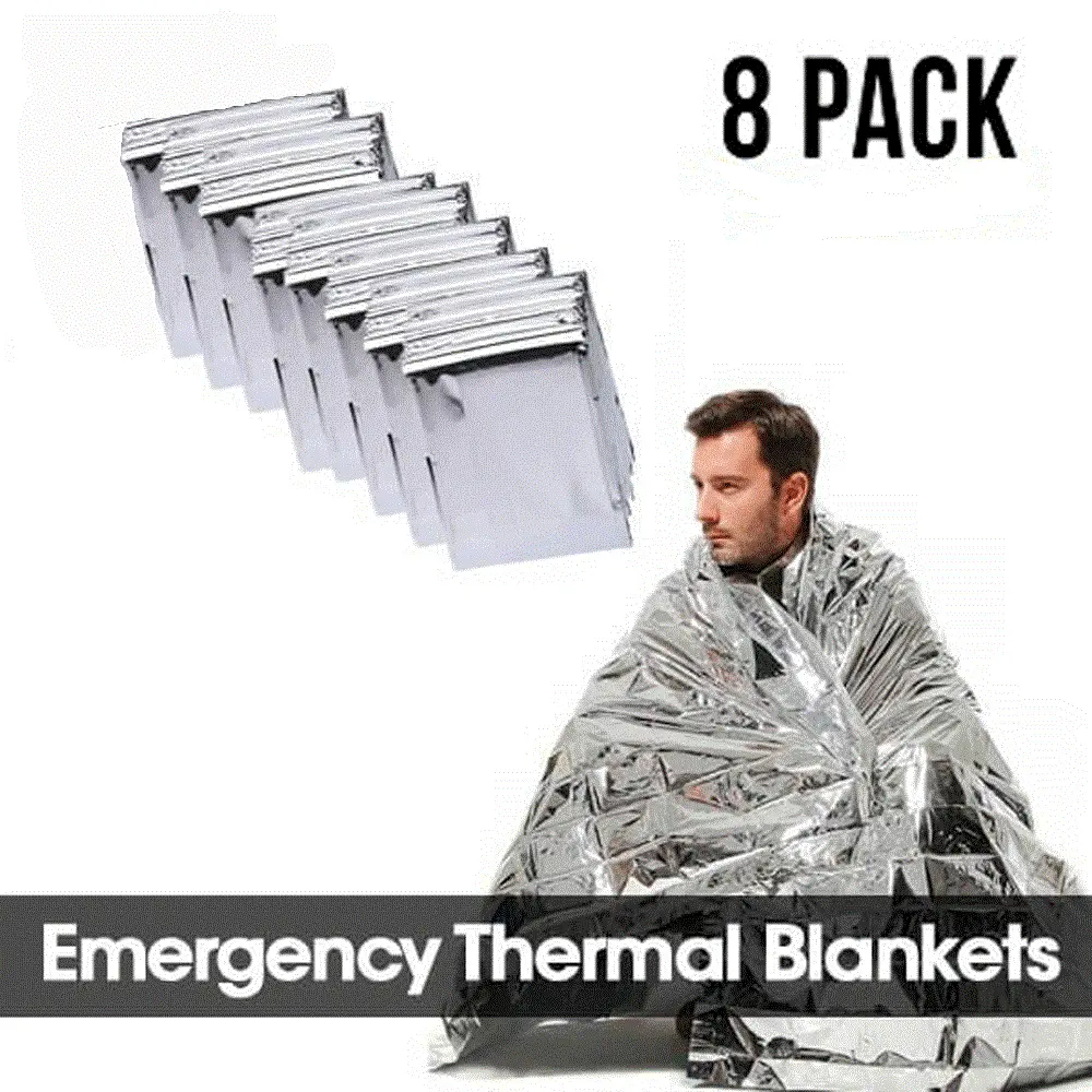 8-Pack Emergency Survival Blanket for Camping Hiking