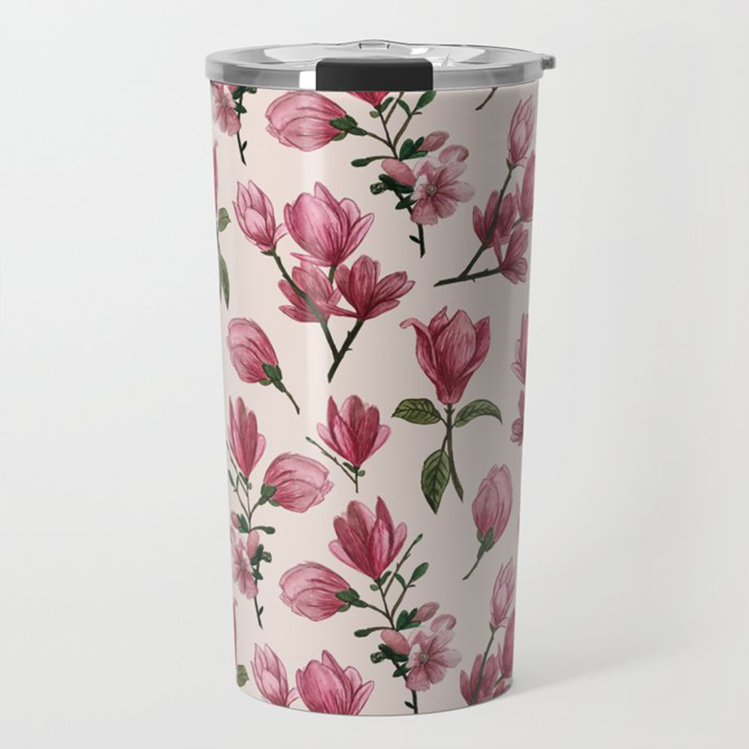 Pink Magnolia Blossom Travel Mug