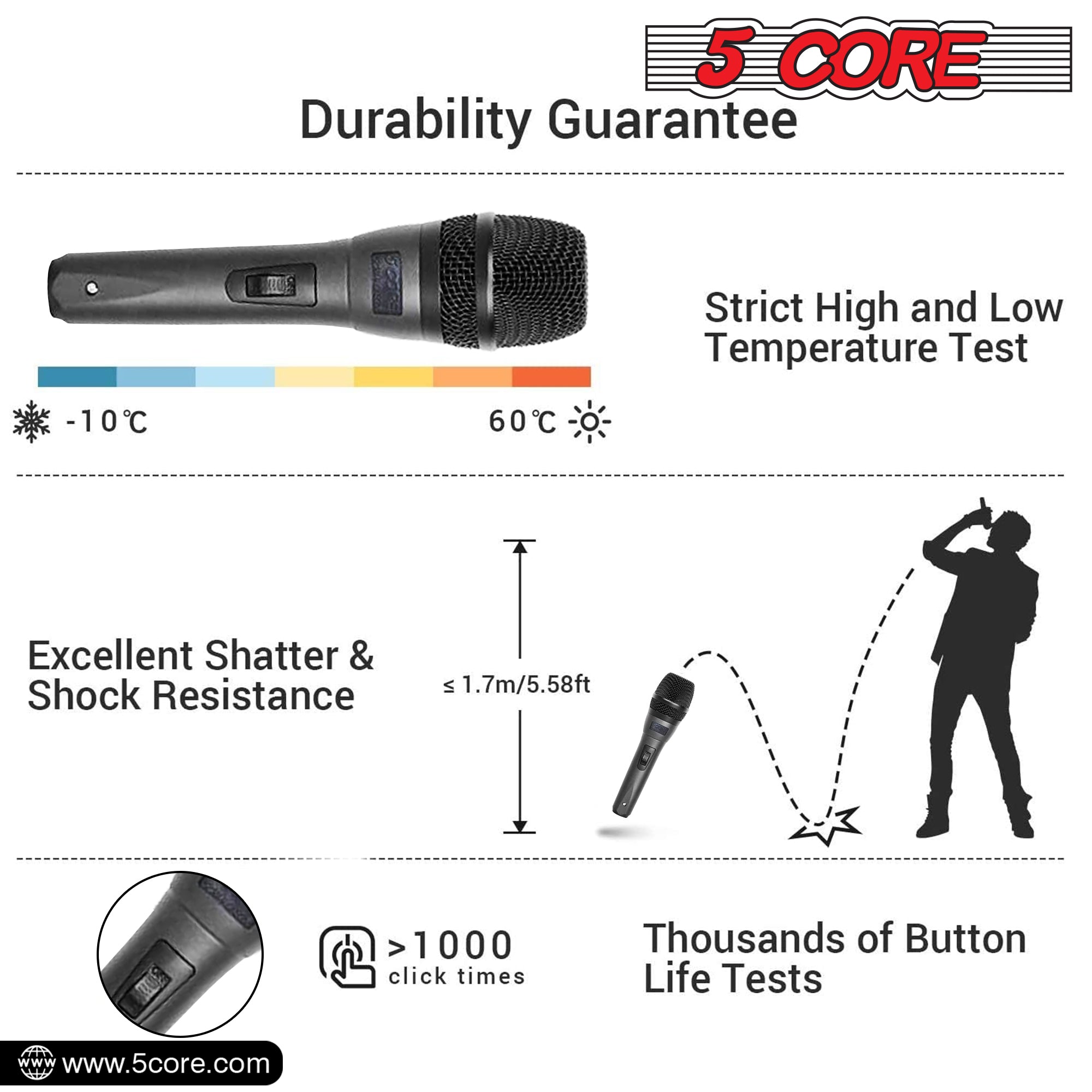 5 CORE Premium Vocal Dynamic Cardioid Handheld Microphone Neodymium