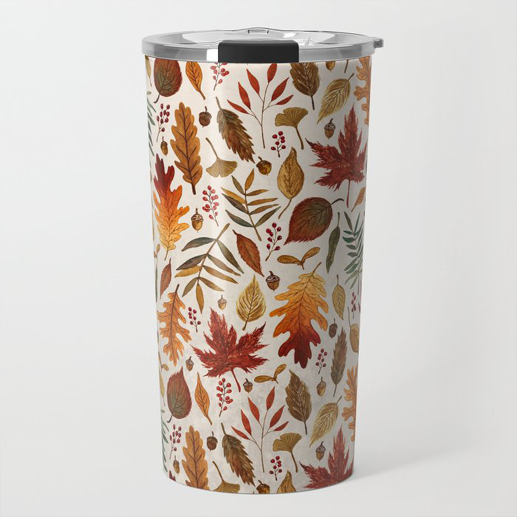 Watercolor Fall Leaves Travel Mug