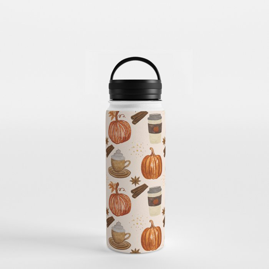 Pumpkin Spice Coffee Handle Lid Water Bottle