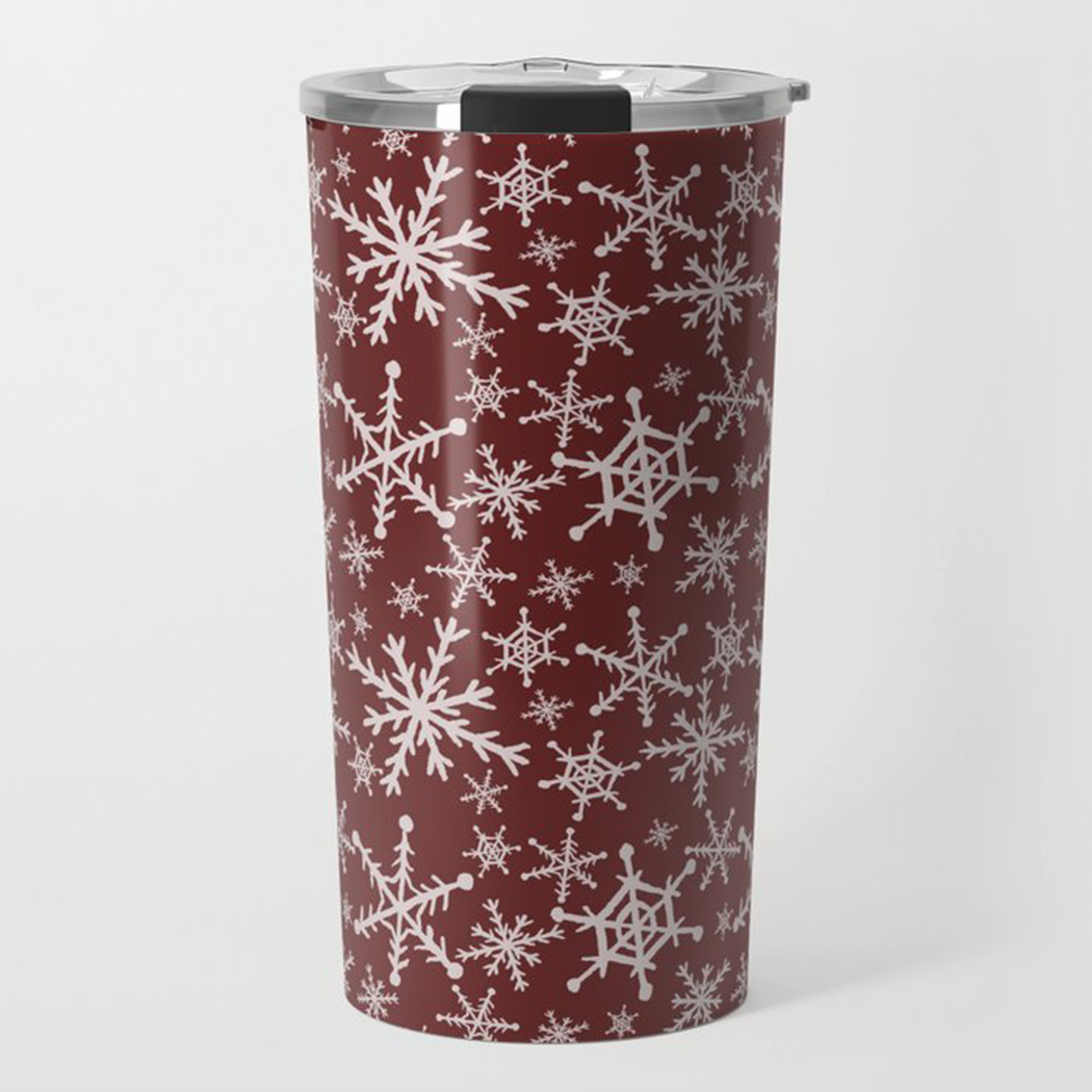 Red Snowflakes Travel Coffee Mug