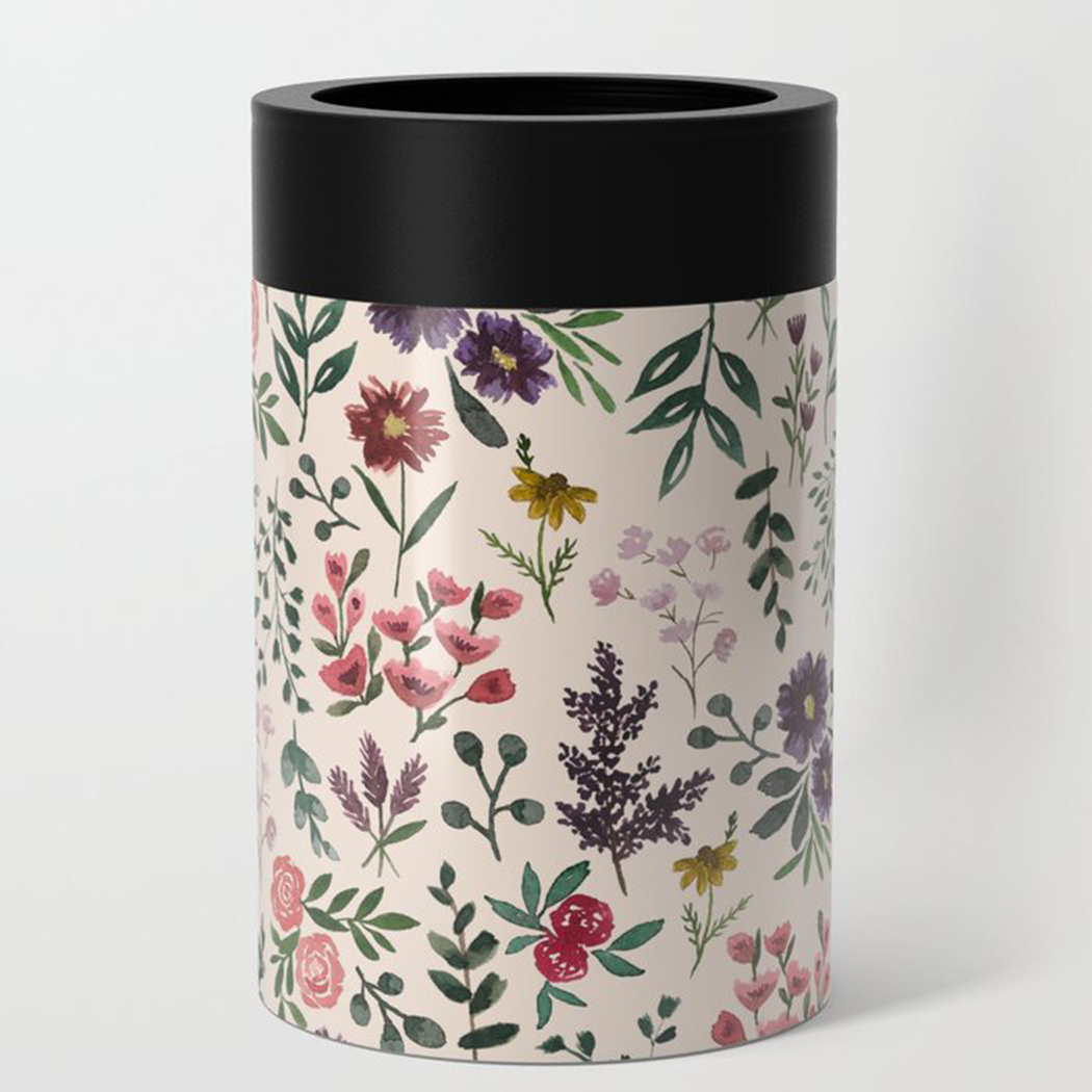 Bright Watercolor Flower Can Cooler/Koozie