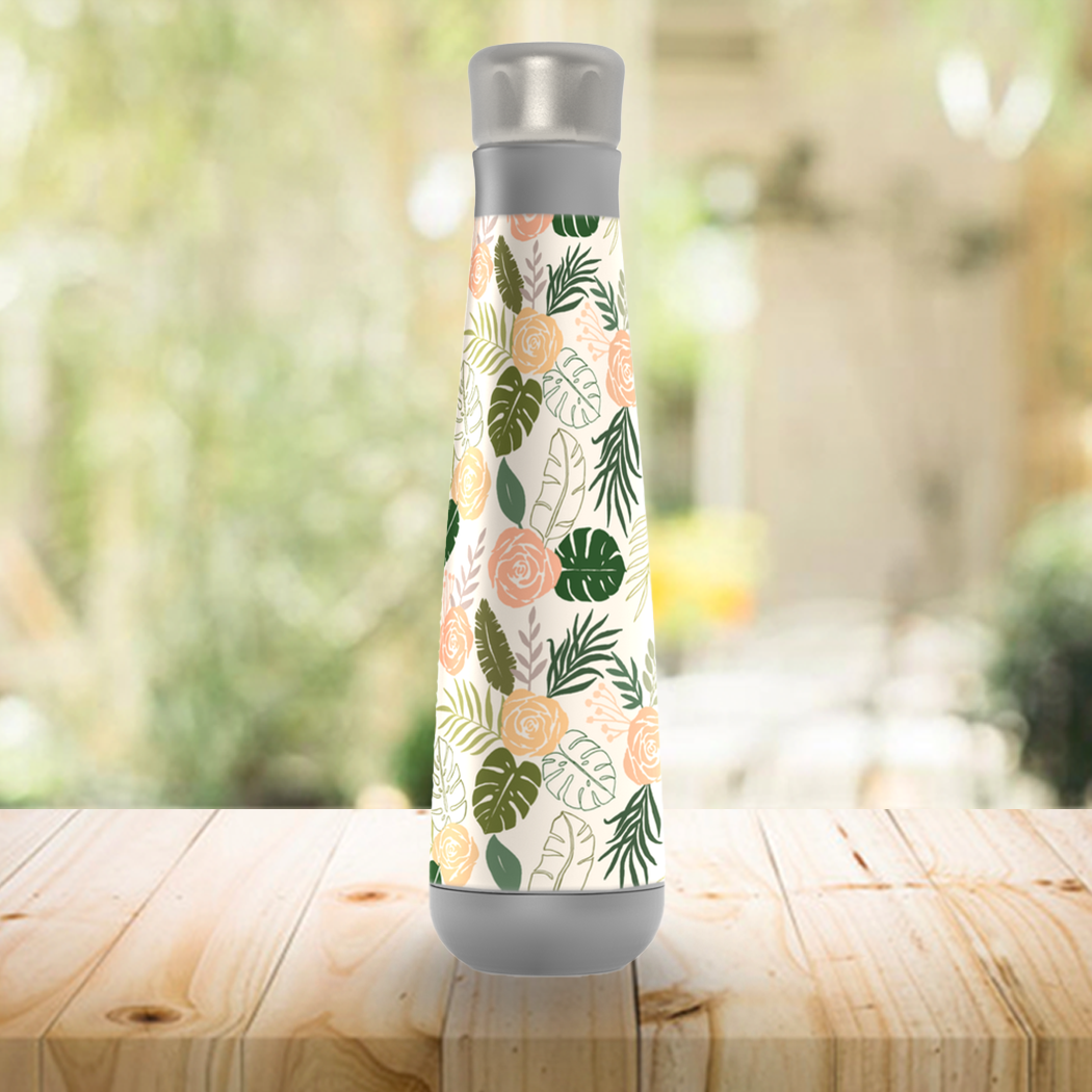 Yellow & Green Tropical Floral Peristyle Water Bottle