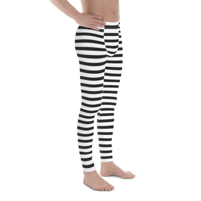 Men's Black Striped Leggings