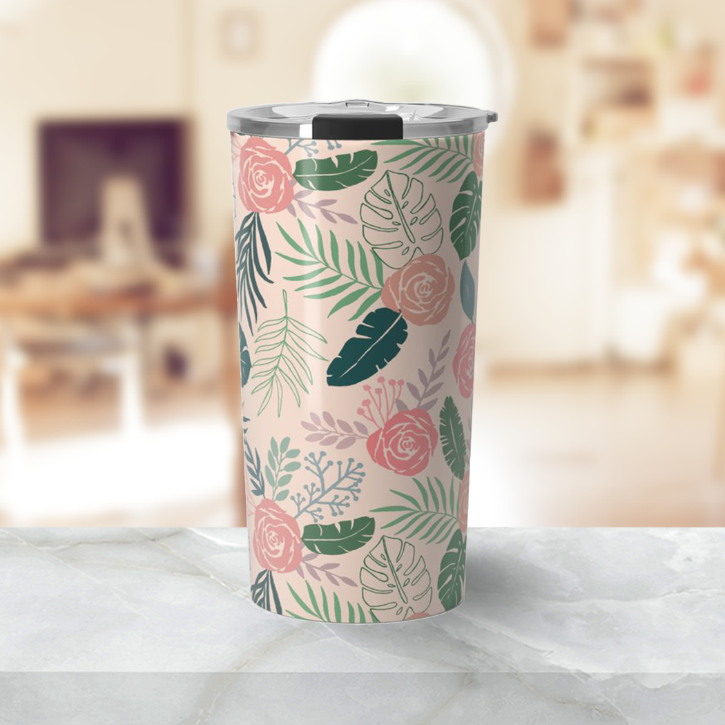 Tropical Floral Travel Coffee Mug