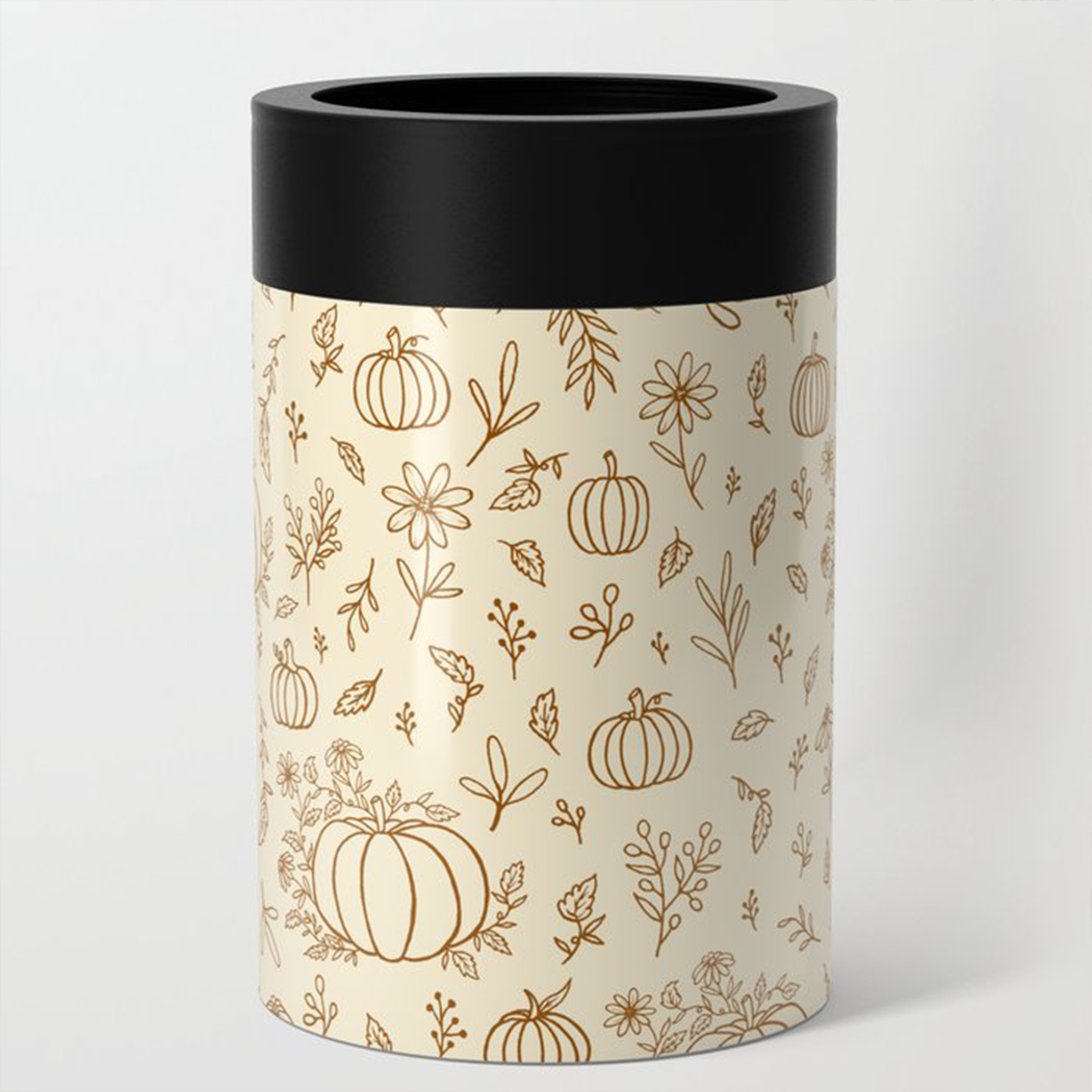 Floral Ink Pumpkin Can Cooler/Koozie