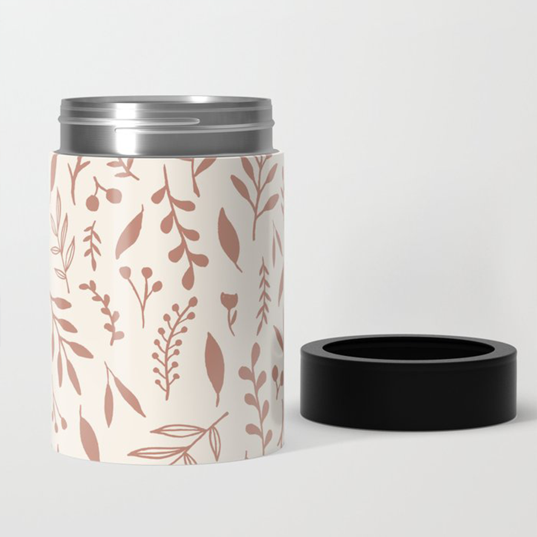 Pink Falling Leaves Can Cooler/Koozie