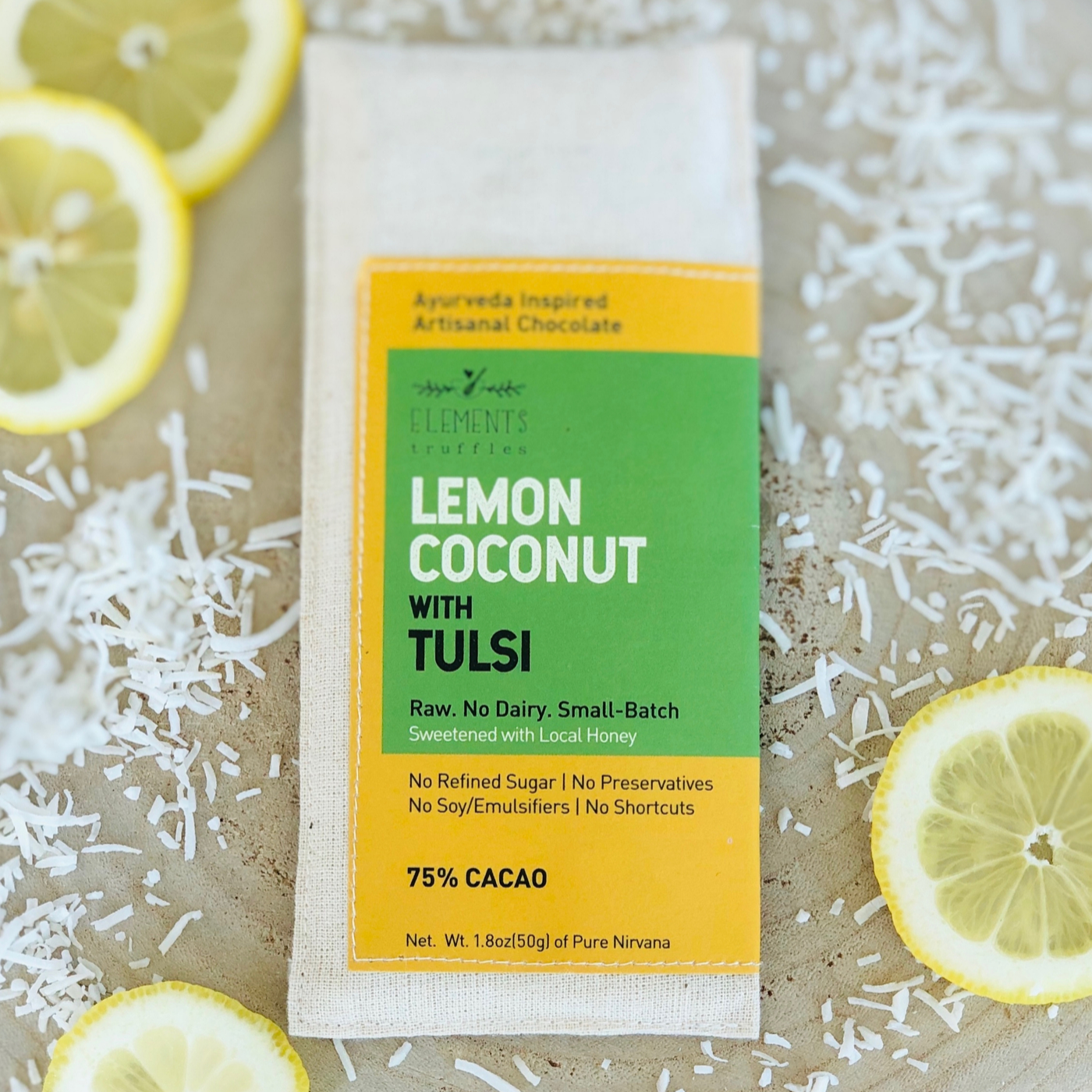 Lemon Coconut with Tulsi Chocolate Bar - Pack of 3