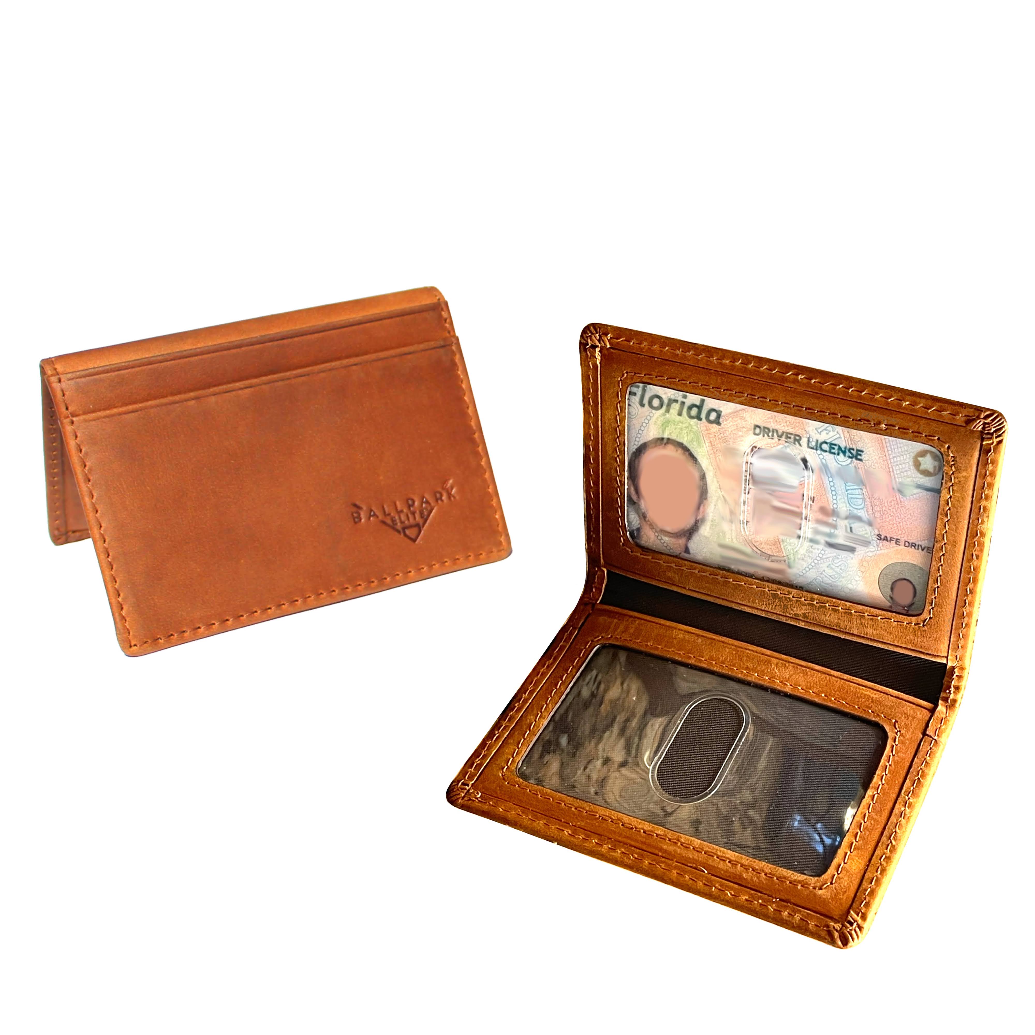 Genuine Leather Baseball Wallet Bifold RFID Blocking by Ballpark Elite