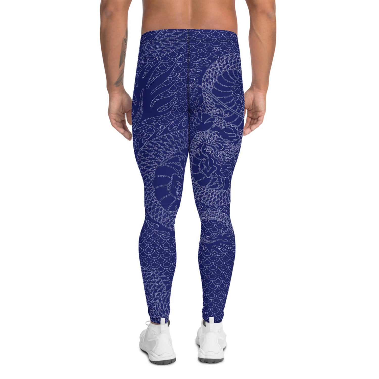 Dragon Leggings for Men Navy Blue