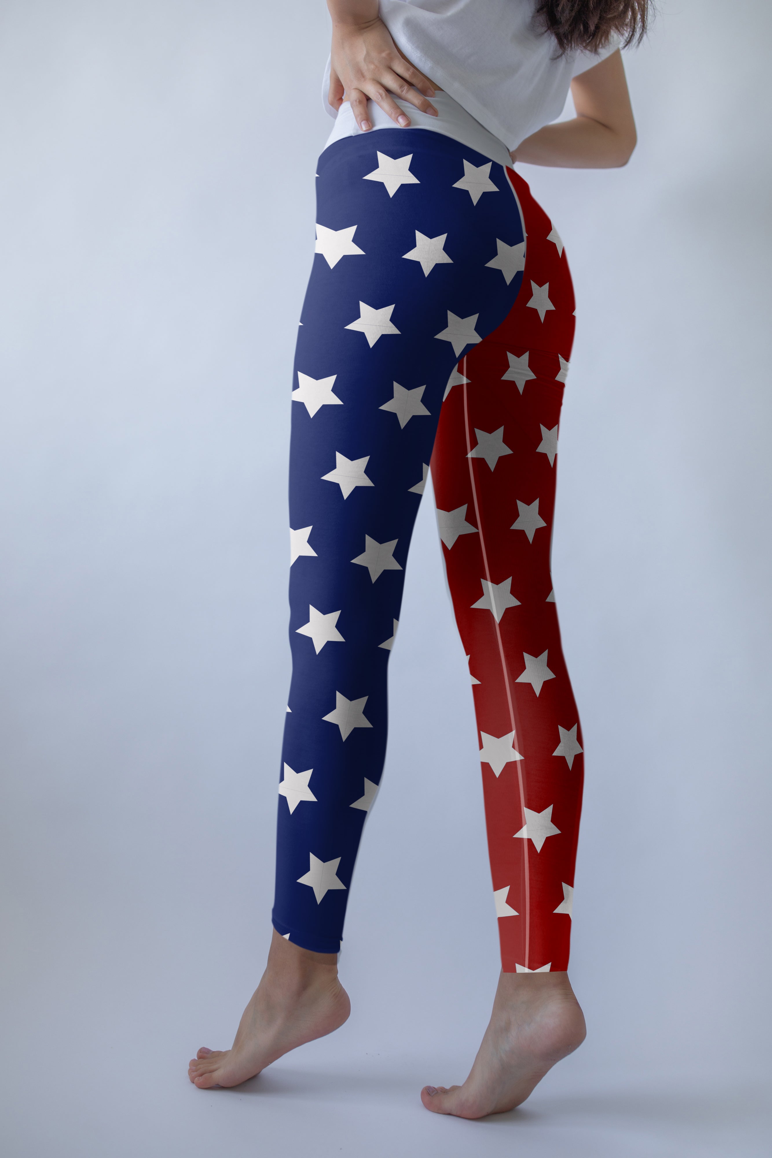 Red White and Blue High Waist Patriotic Leggings 4th of July