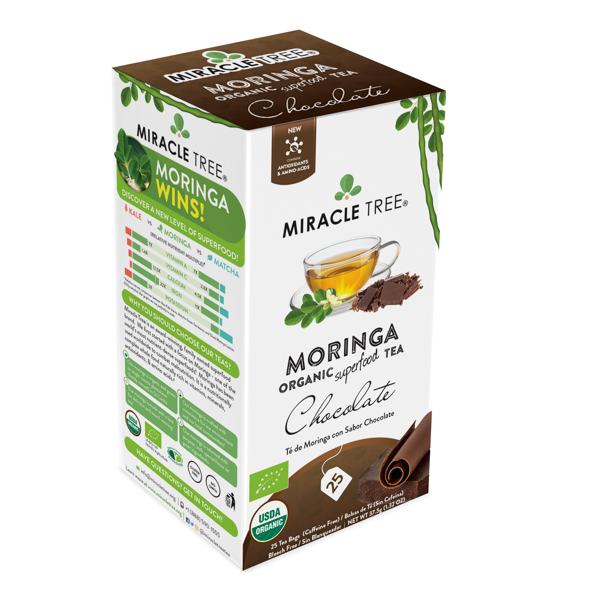 Miracle Tree's Organic Moringa Tea, Chocolate