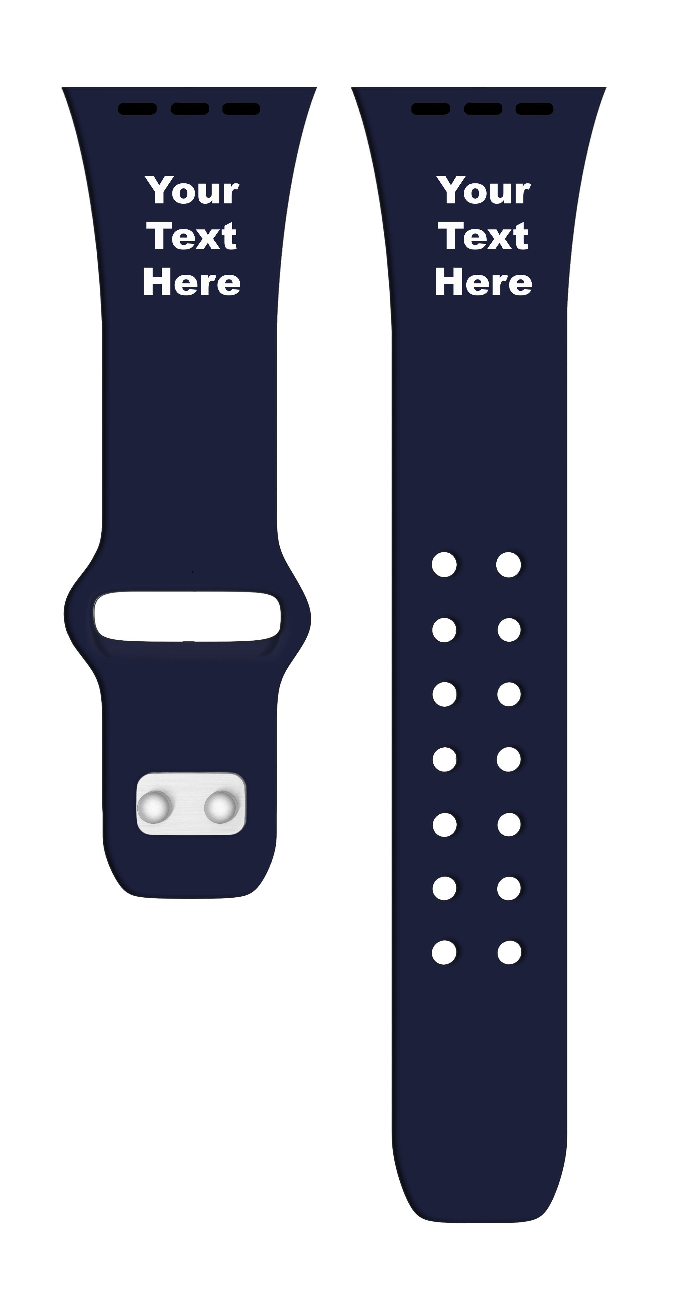 Custom Text HD Navy Watch Band Compatible with Apple Watch