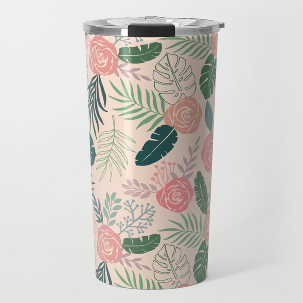 Tropical Floral Travel Coffee Mug