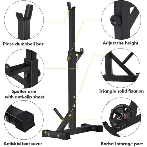 Pair of Squat Rack Stand Barbell Free Press Bench Home Gym Dumbbell