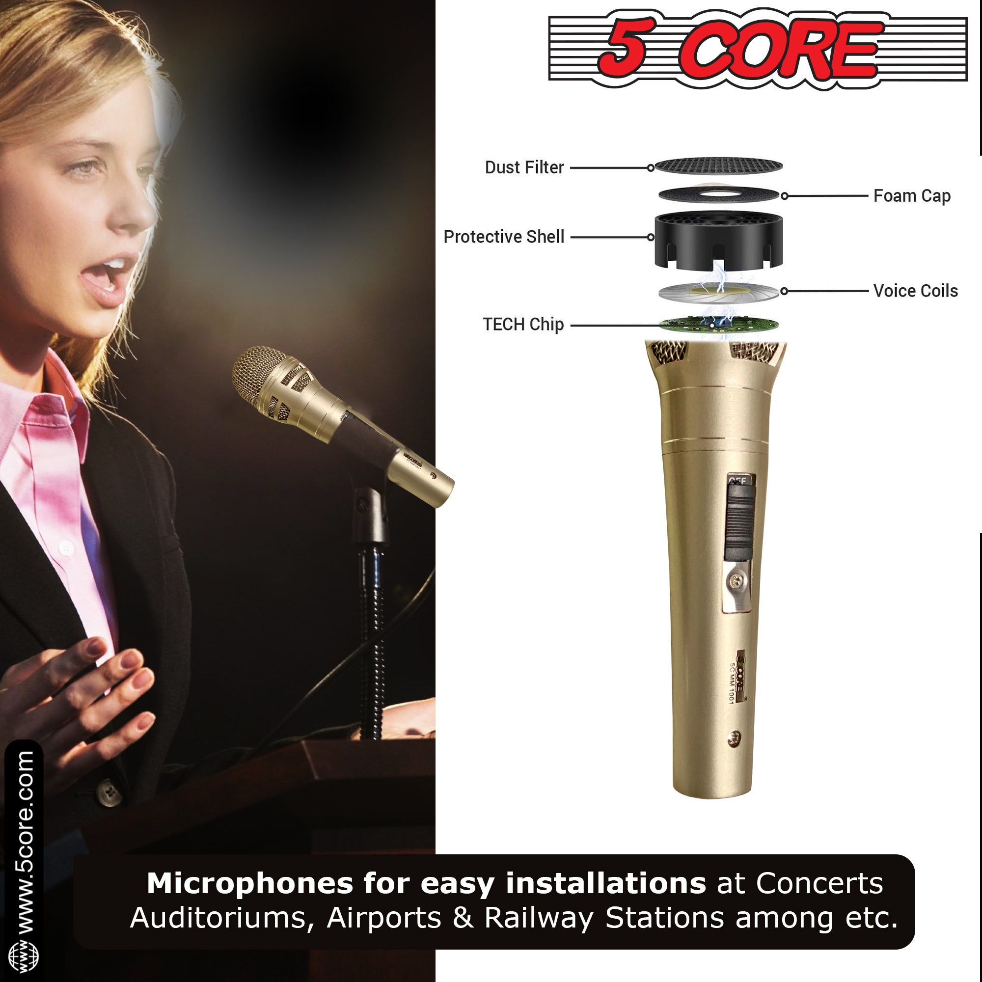 Vocal Dynamic Cardioid Handheld Microphone Magnet Karaoke