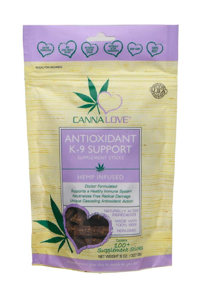 CannaLove Hemp Infused Dog Treat 8 oz 100 Supplement Sticks