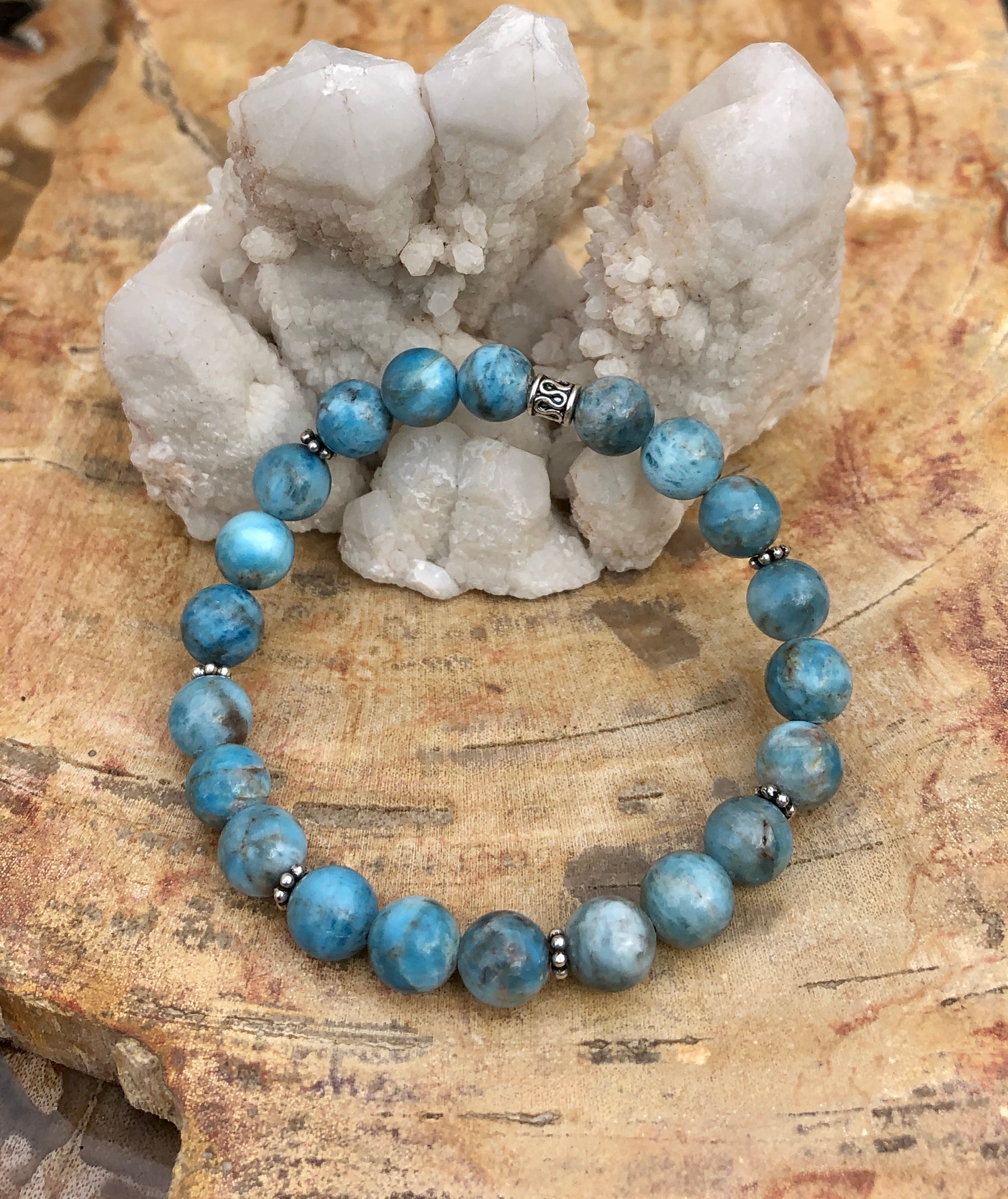 Blue Apatite Stretch Bracelet! Natural Gemstone Bracelet!