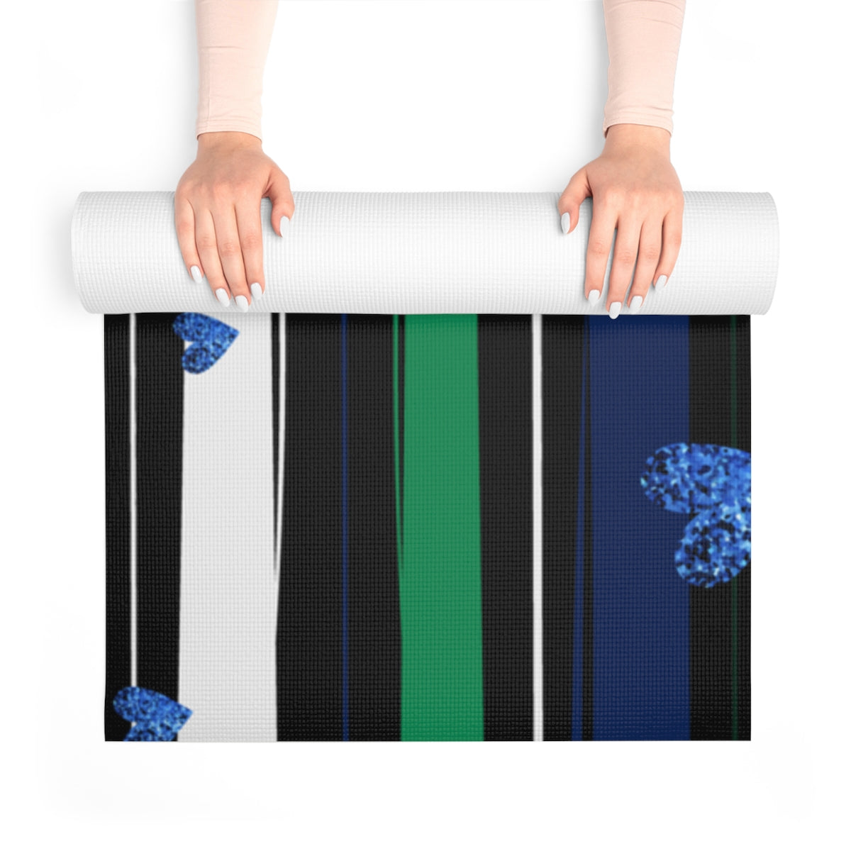 Striped and Hearts Yoga Mat