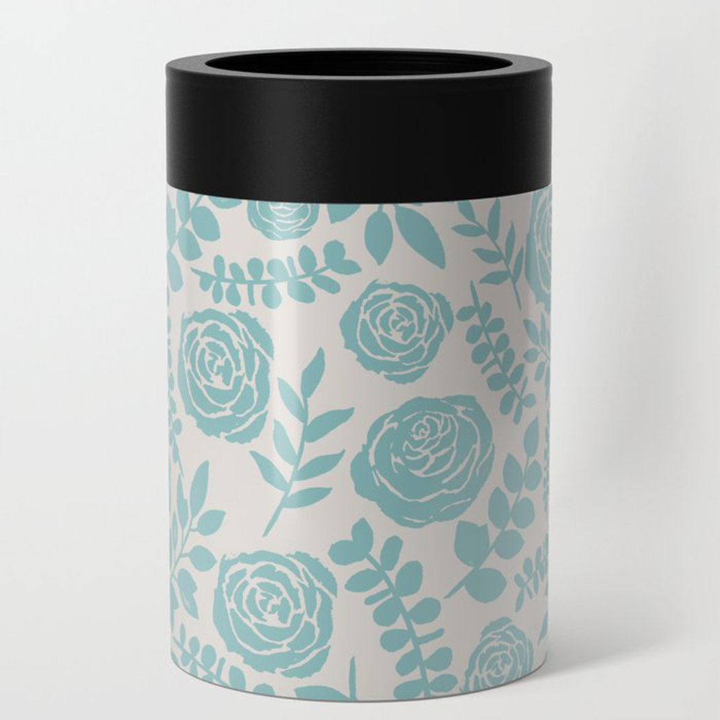 Baby Blue Floral Can Cooler/Koozie