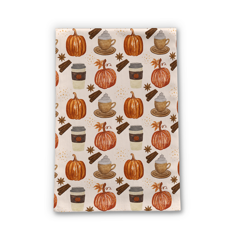 Pumpkin Spice Coffee Tea Towel