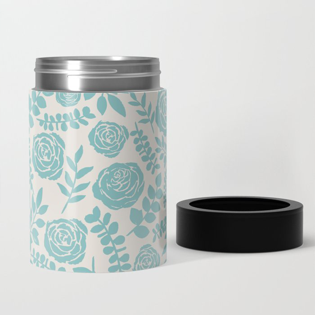 Baby Blue Floral Can Cooler/Koozie