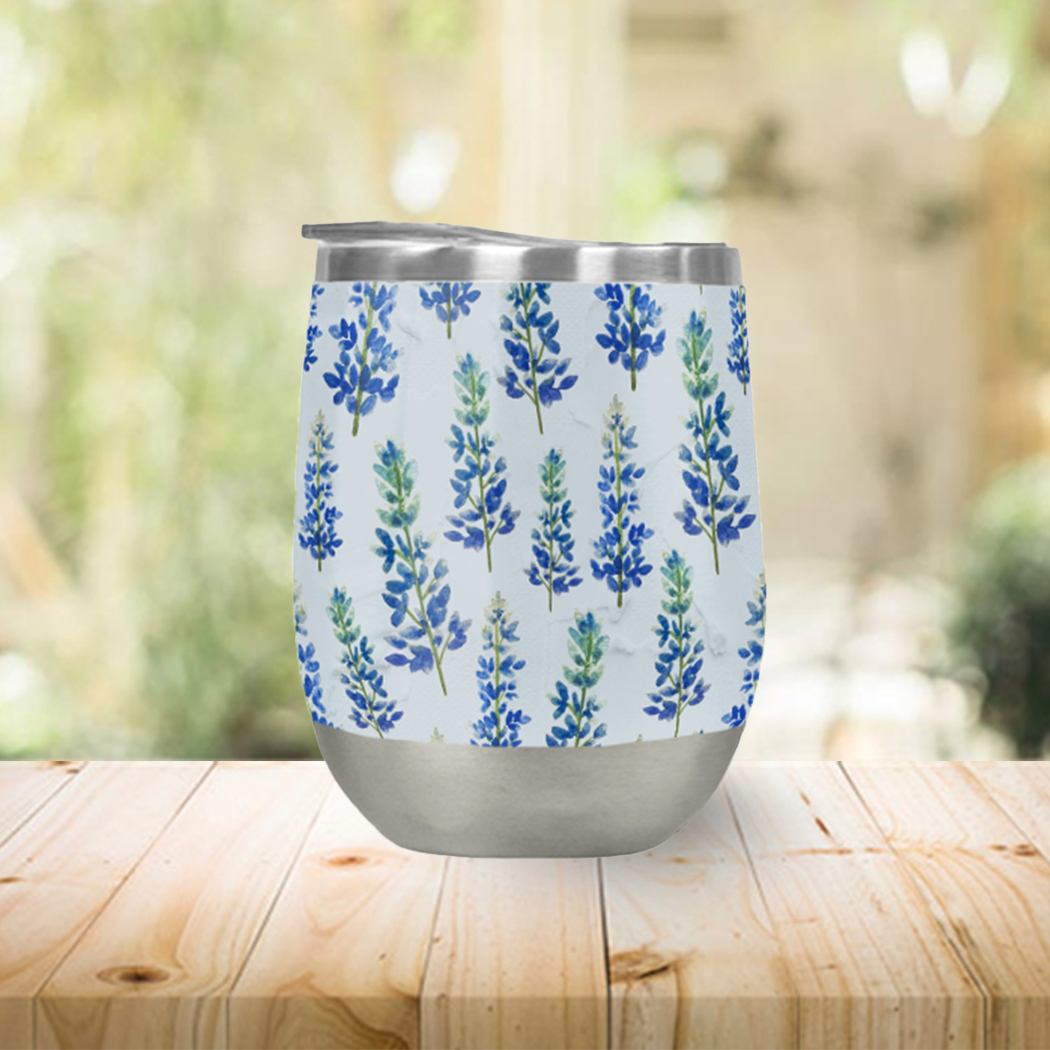 Blue Bonnet Wine Tumbler